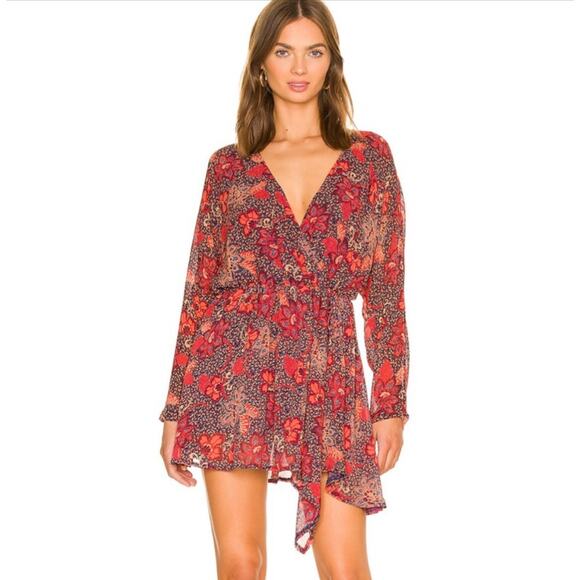 Free People Teegan Mini Dress in Peach Combo - XS - Picture 1 of 5